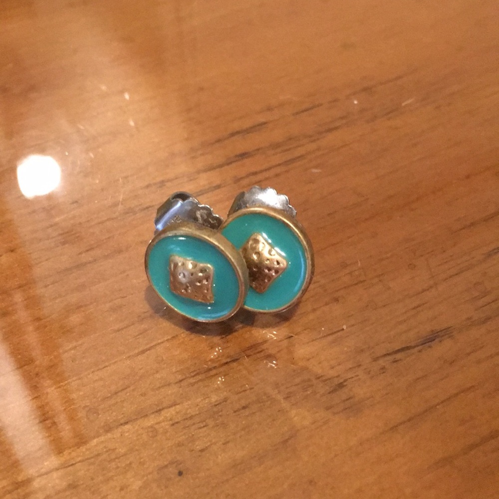 Lia Sophia turquoise and gold colored earrings